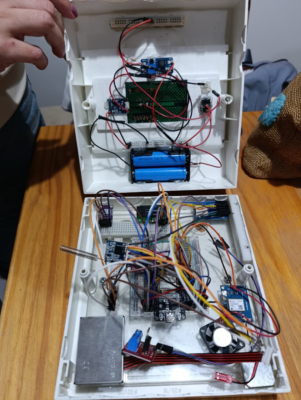 Interior de la estación: sensores, alimentación y datalogger